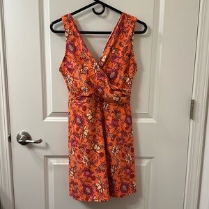 Floral Orange Swim Dress
